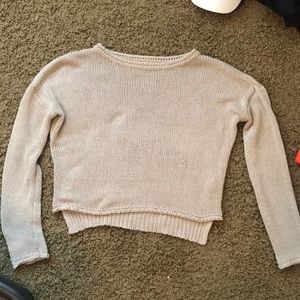 Cotton Candy Beige Knit Crop Top